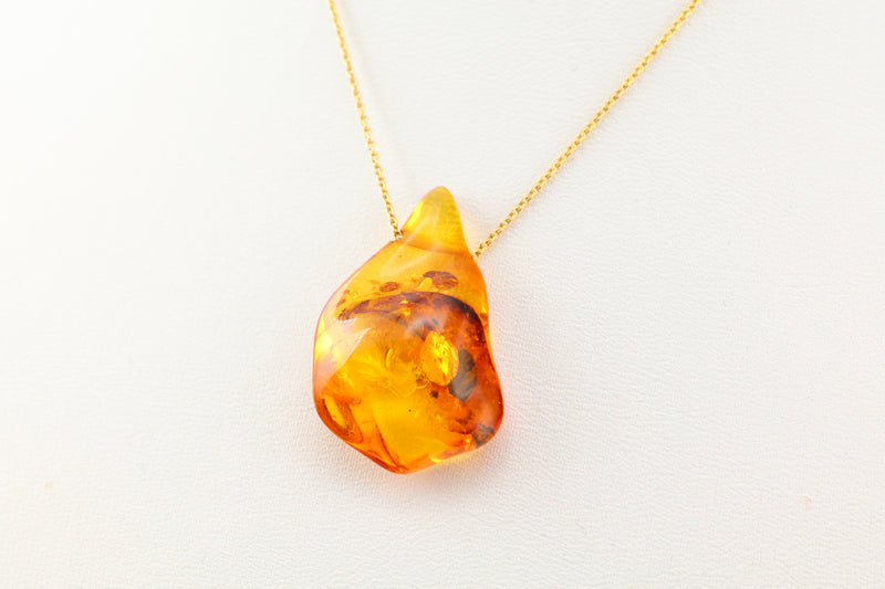 Amber Necklace on 14k Gold 16 inch