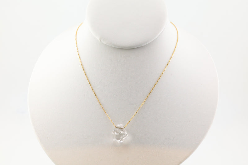 Small Herkimer Diamond Necklace on 14k Gold 16” Chain