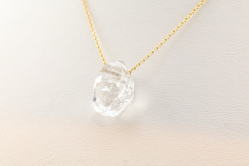 Small Herkimer Diamond Necklace on 14k Gold 16” Chain