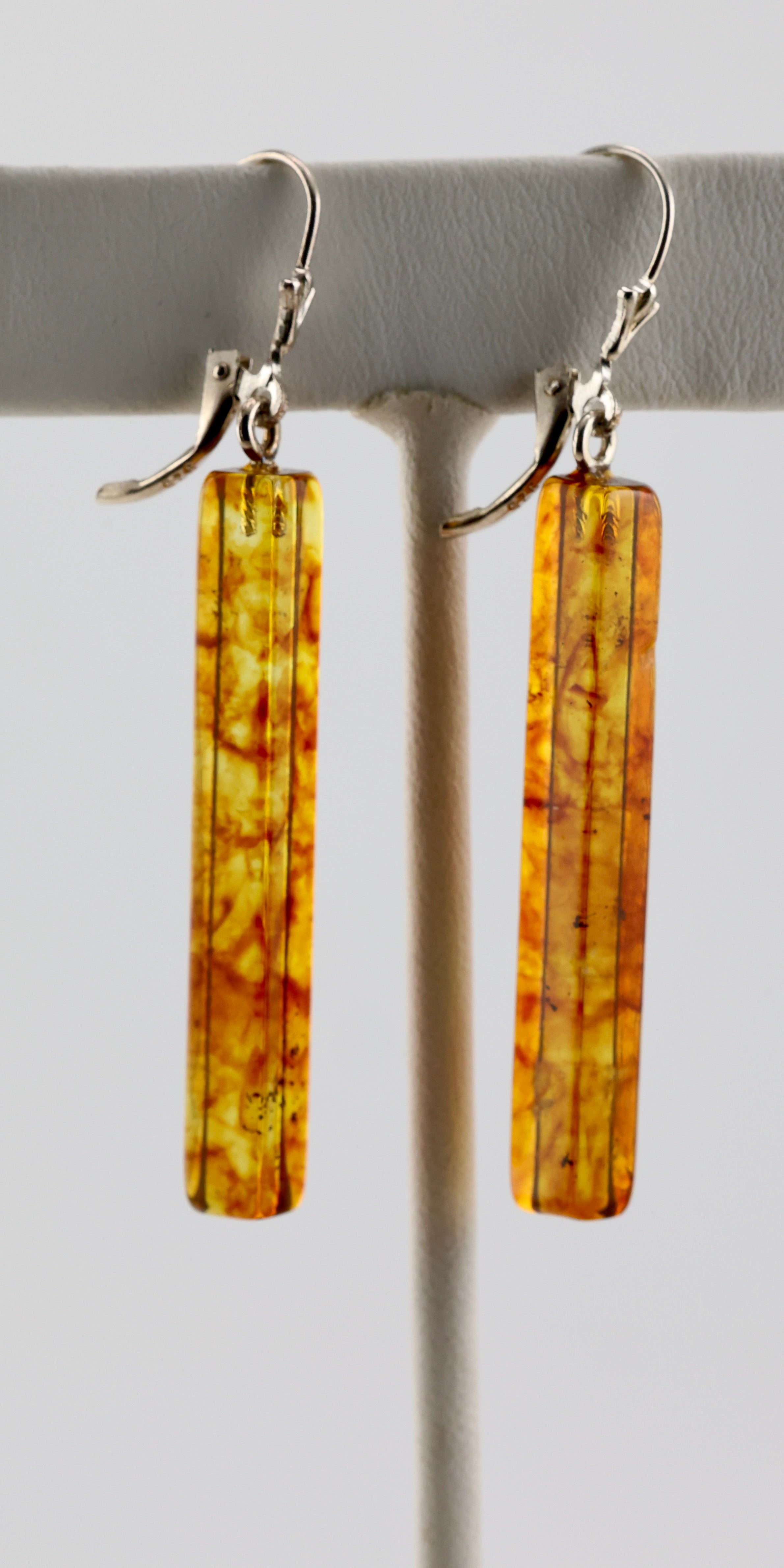 Amber Earrings Sterling Silver