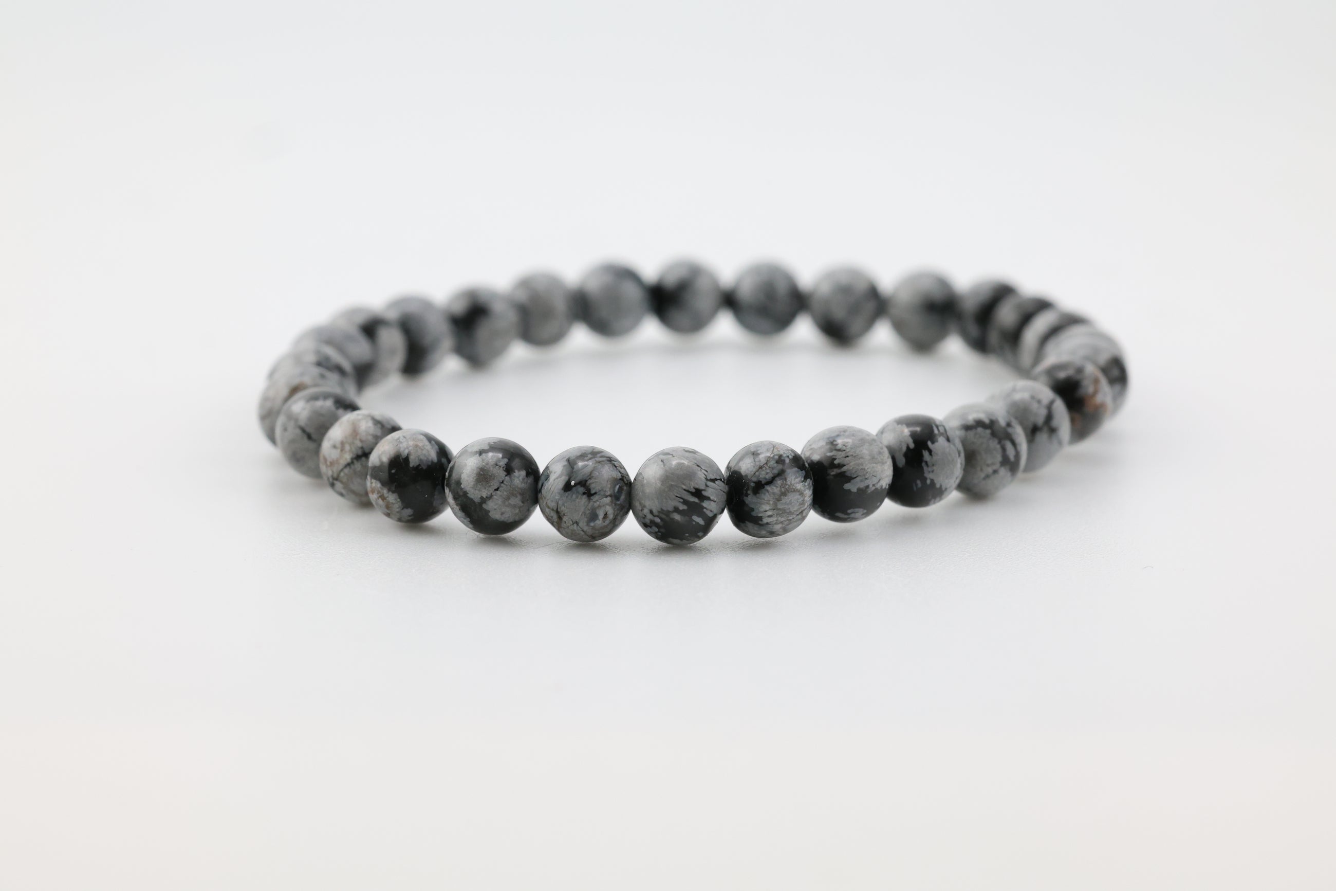 Snowflake Obsidian Bead Bracelet