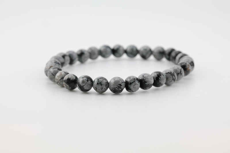 Snowflake Obsidian Bead Bracelet