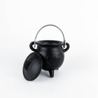 TRIPLE MOON Cast Iron Cauldron with Lid 4.5"D 4.25"H