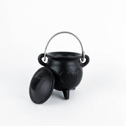 TRIPLE MOON Cast Iron Cauldron with Lid 4.5"D 4.25"H