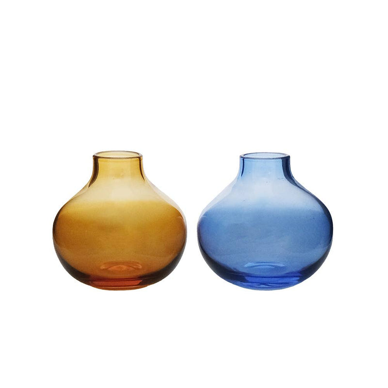 Hand-Blown Colored Glass Bud Vase: Amber