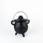 TRIPLE MOON Cast Iron Cauldron with Lid 4.5"D 4.25"H