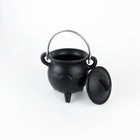 TRIPLE MOON Cast Iron Cauldron with Lid 4.5"D 4.25"H