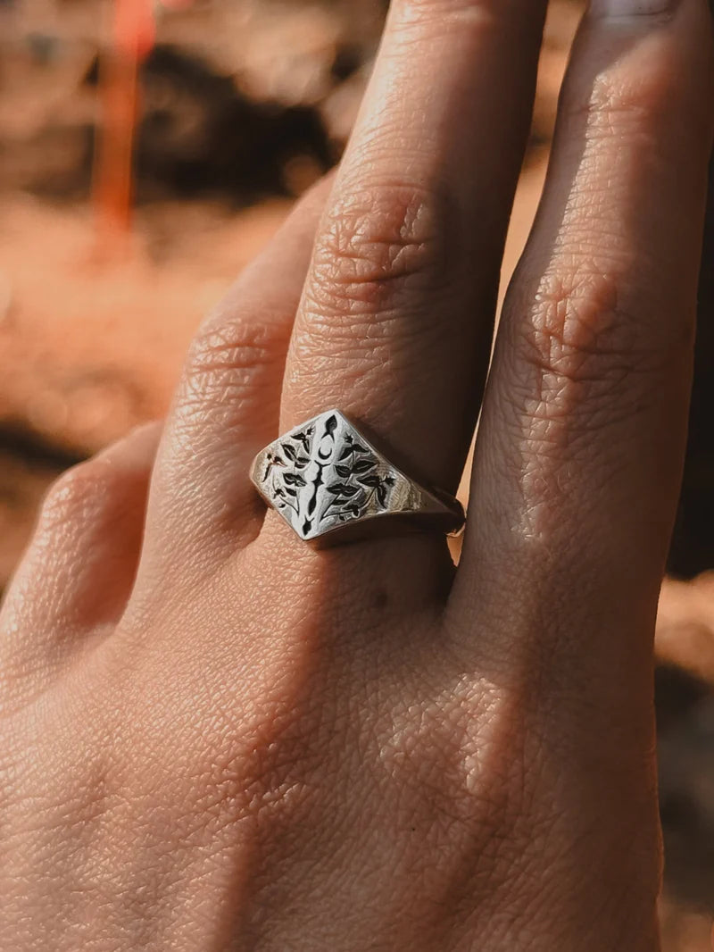 Lemon Balm Plant Magick Signet Ring