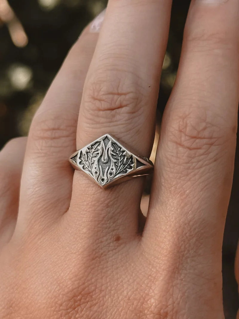 Oak Plant Magick Signet Ring